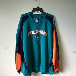 NFL Miami Dolphins Sweater Orange/Teal Vintage 2XL